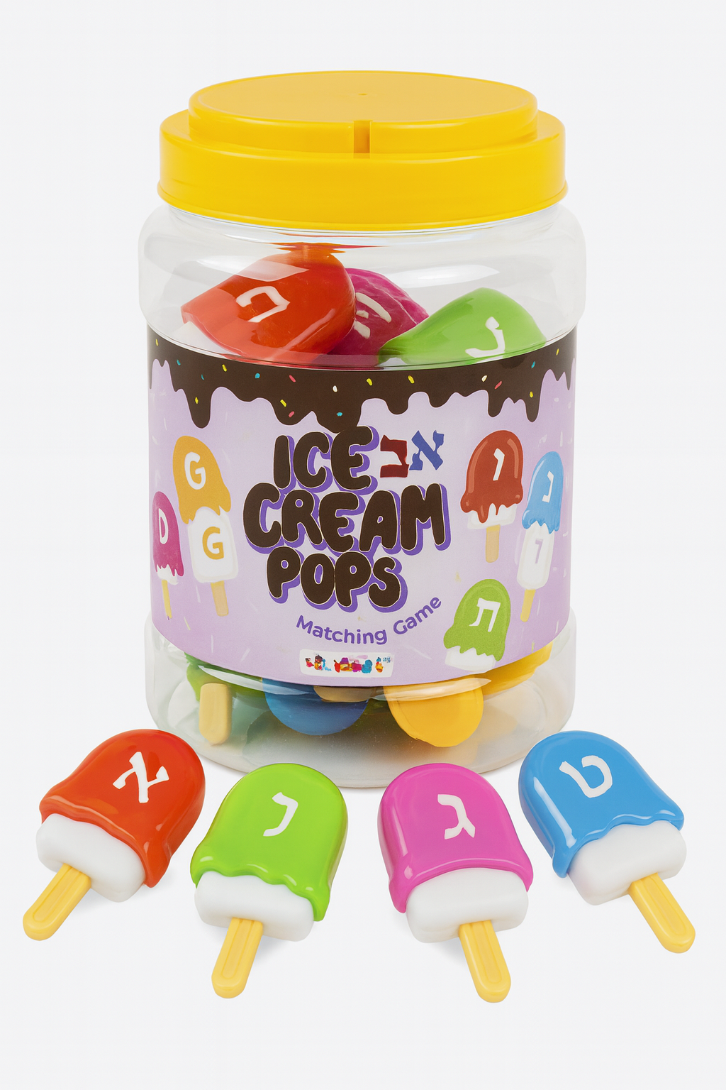Alef Beis Ice Cream Pops - Mitzvah Family 44-Piece Matching Toy — Hebrew alphabet, view 2 | Judaica Square Lakewood