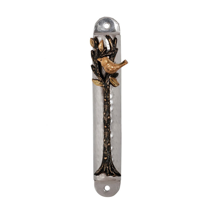 Emanuel Hammered Mezuzah Case 12cm- Tree of Life Branch
