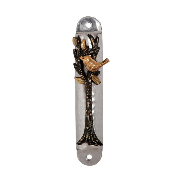 Emanuel Hammered Mezuzah Case 10cm- Tree of Life Branch