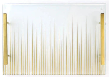 Challah Board: Lucite Gold Ray Design with Glass Top