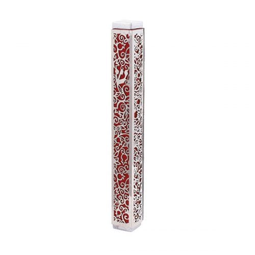 Emanuel Anodized Mezuzah Case w/ Metal Cutout