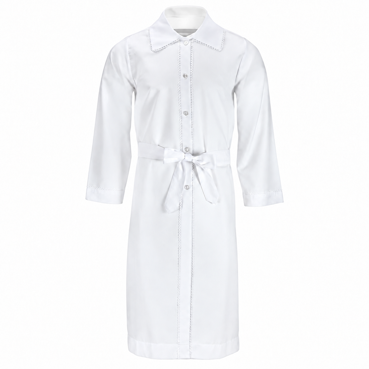 White Mefoar non-tucked kittel with one-third lace