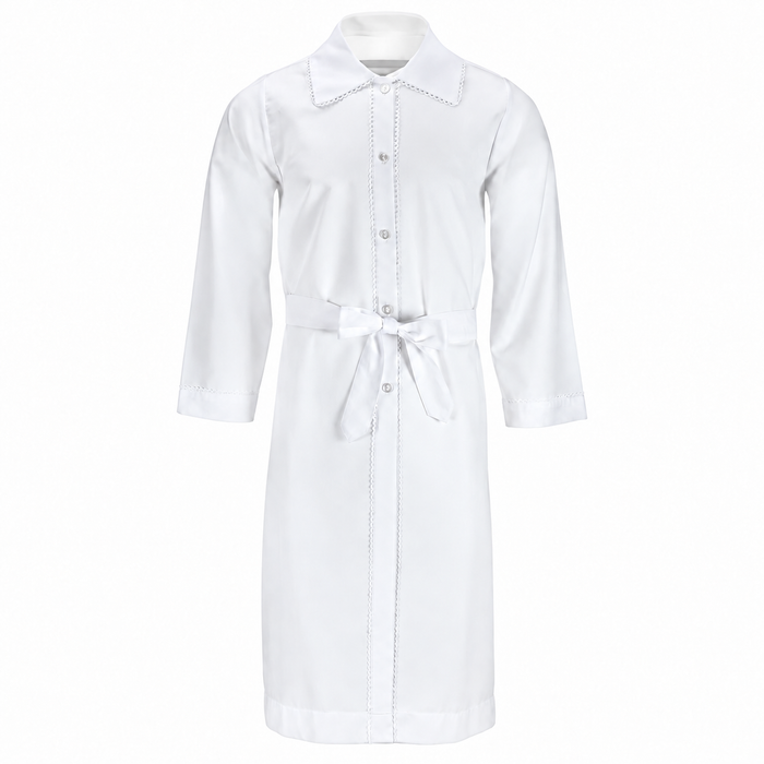 White Mefoar non-tucked kittel with one-third lace