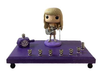 Taylor Swift Menorah — Swiftie figure on hand-painted wood base with nickel cups | Judaica Square Lakewood
