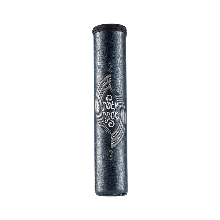 Navy Leather Megillah Holder, with Gold Embroidery - Megillah Cases
