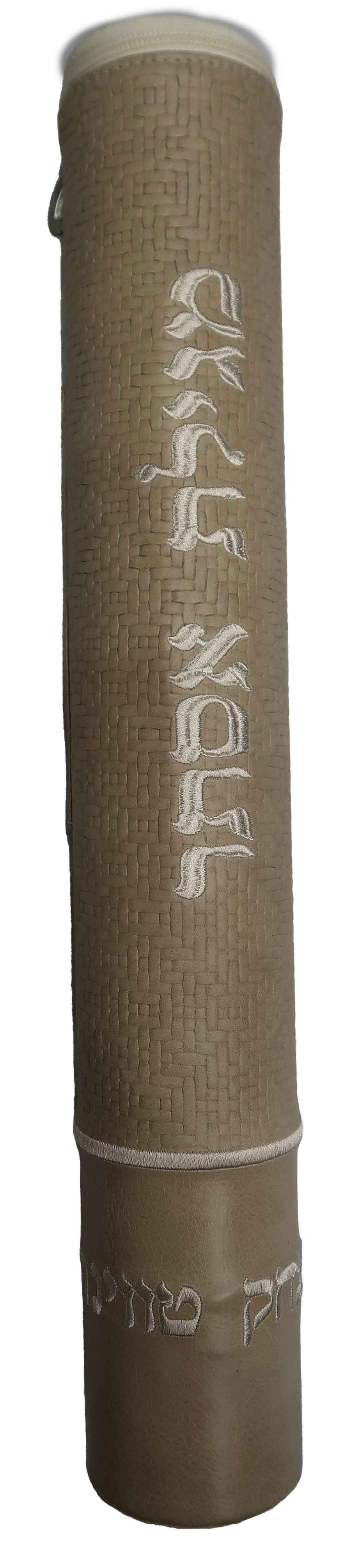 Personalization preview — Regal Leather Megillah Tube — Distressed Sand