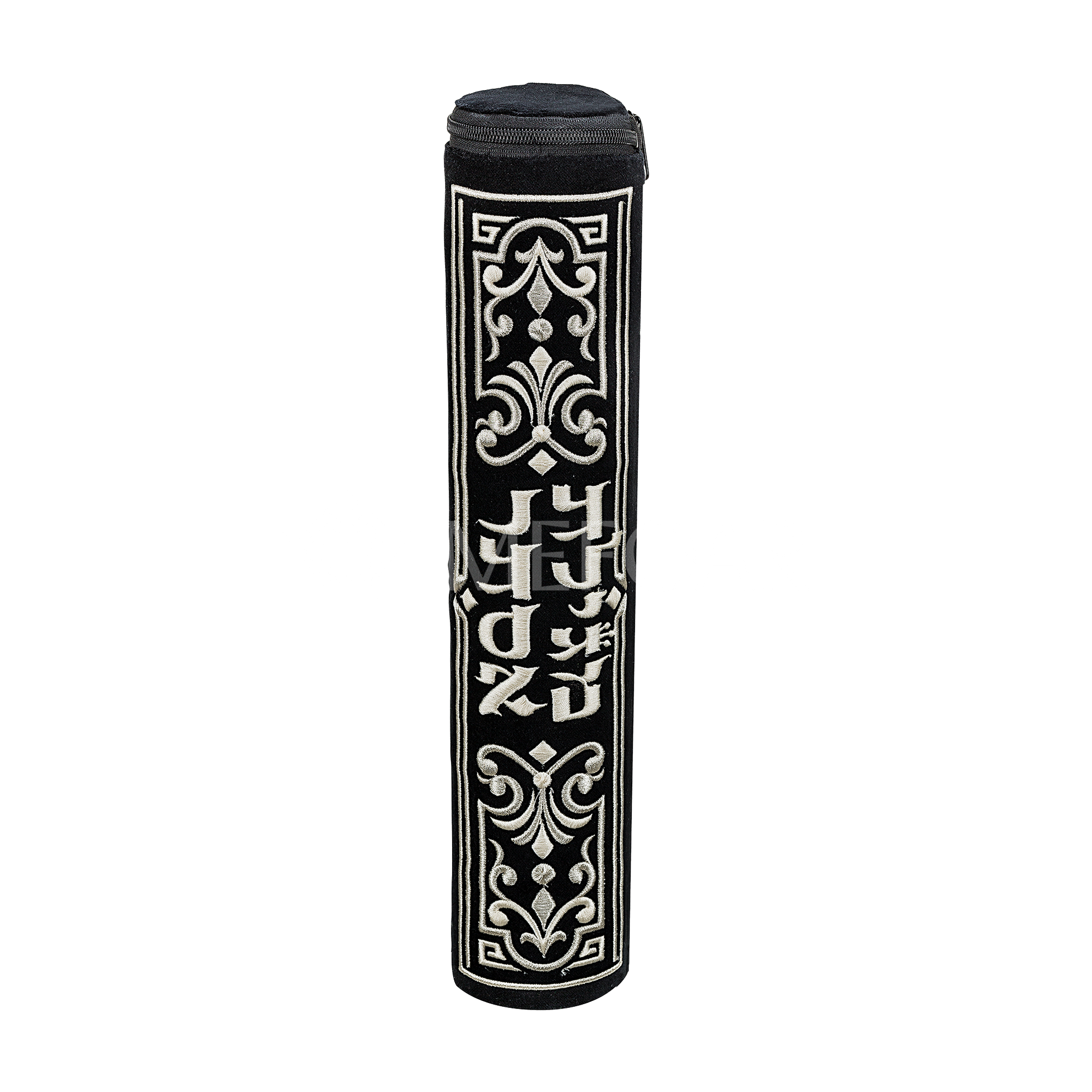 Black Megillah Holder, Silver Complex Embroidery - Megillah Cases