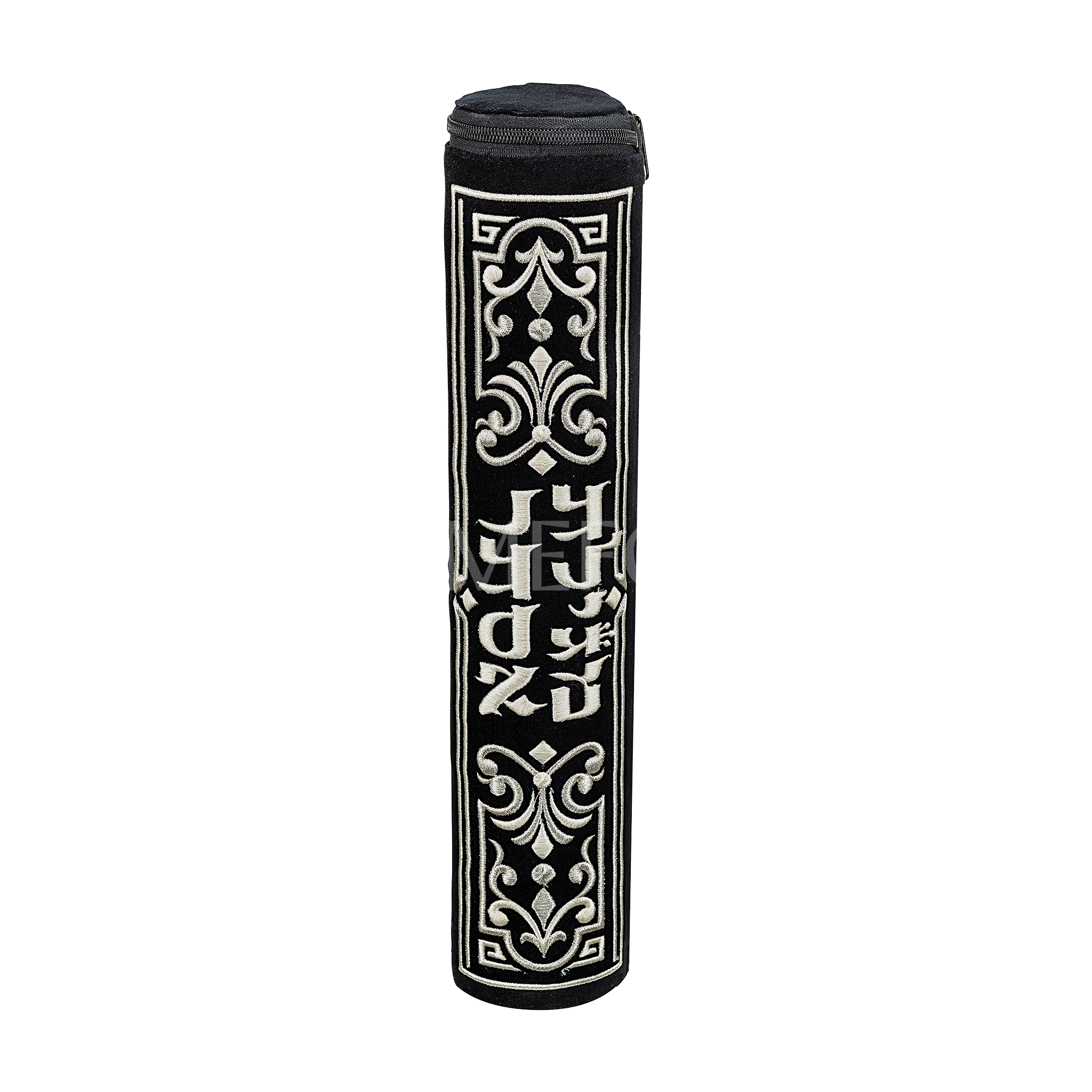 Black Megillah Holder, Silver Complex Embroidery - Megillah Cases