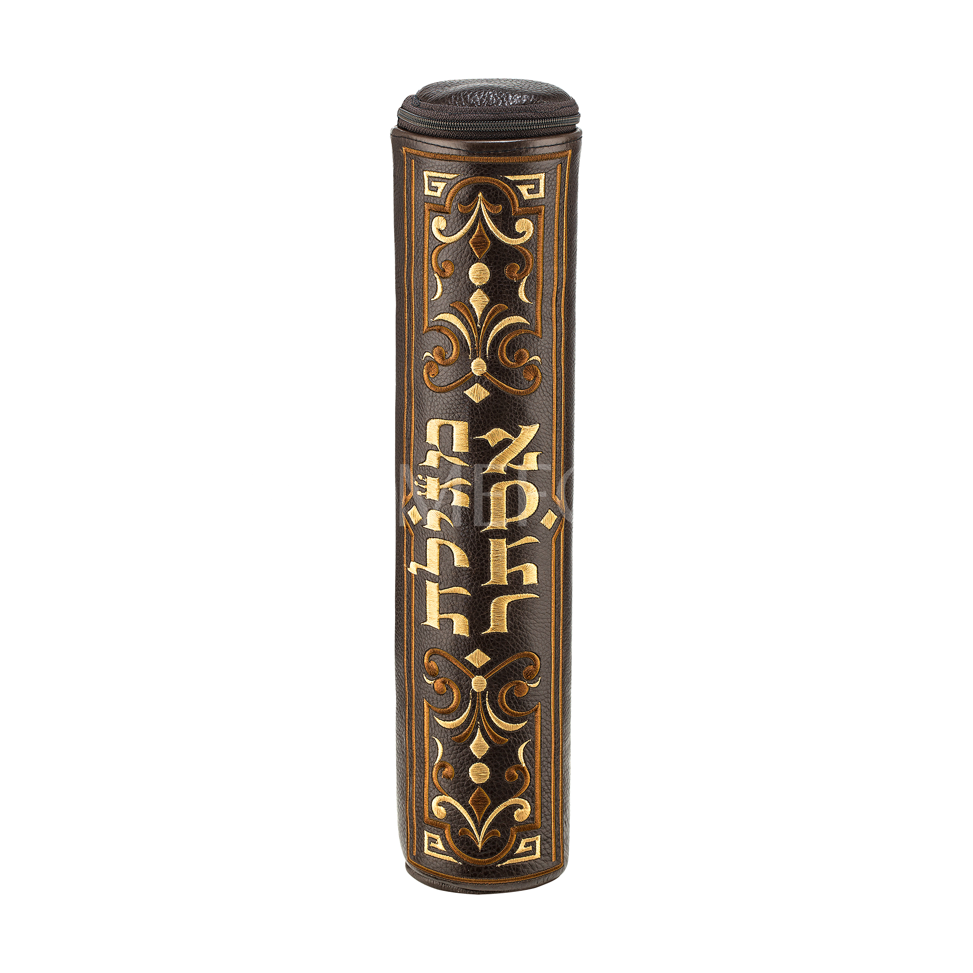 Brown Megillah Holder, Gold Complex Embroidery - Megillah Cases