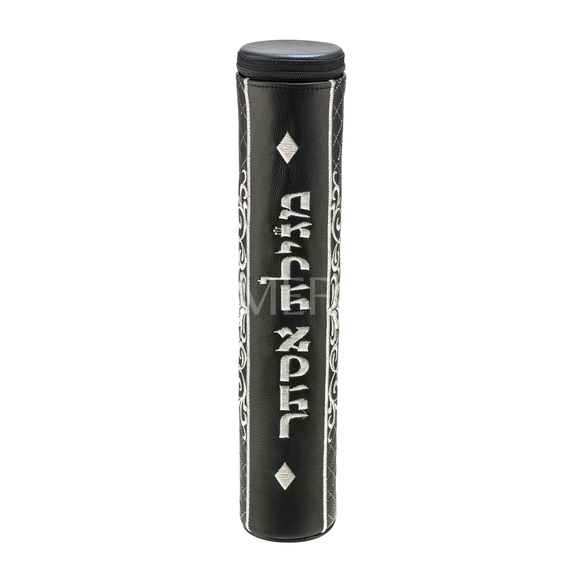 Black Megillah Holder, Silver Side Embroidery - Megillah Cases