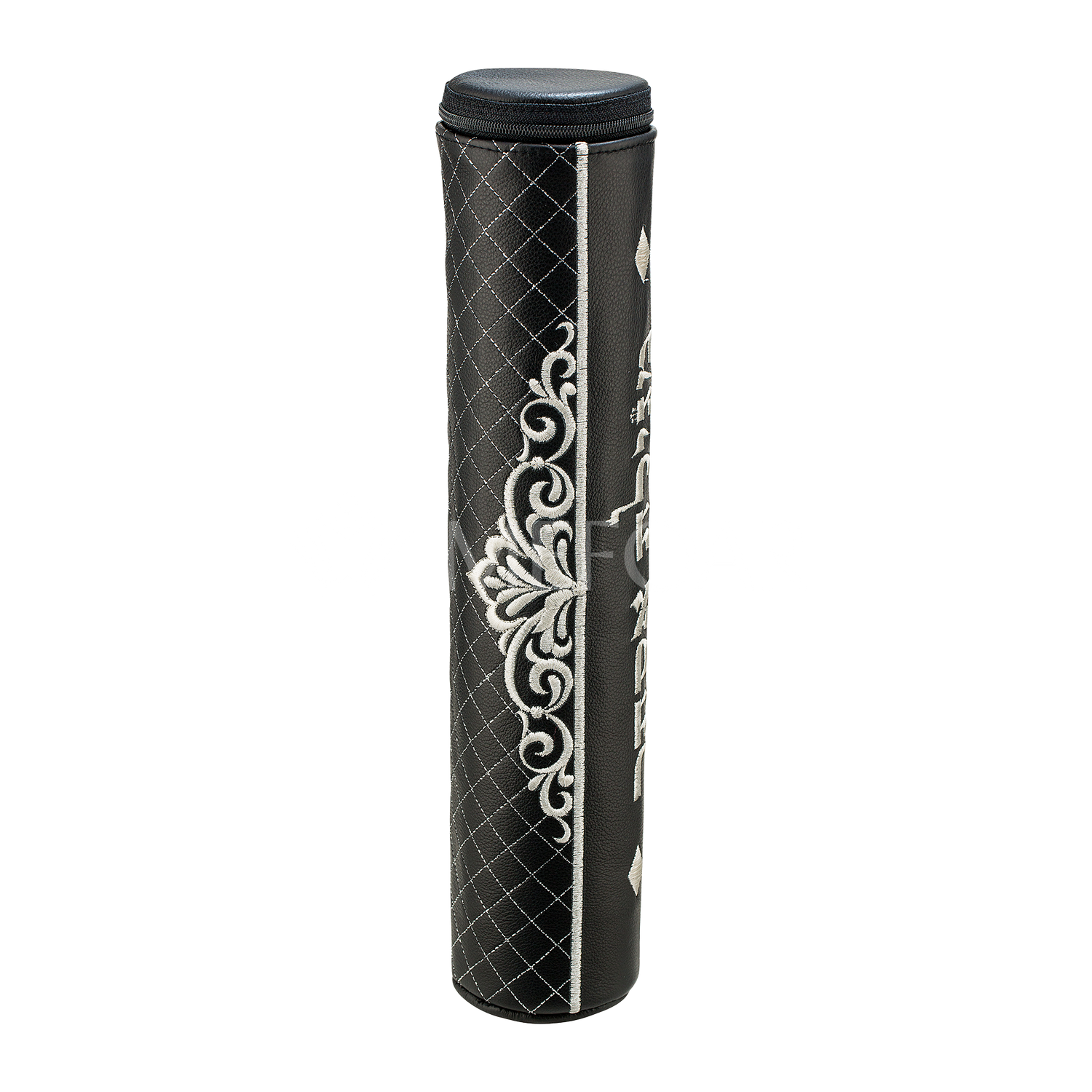 Black Megillah Holder, Silver Side Embroidery - Image 2