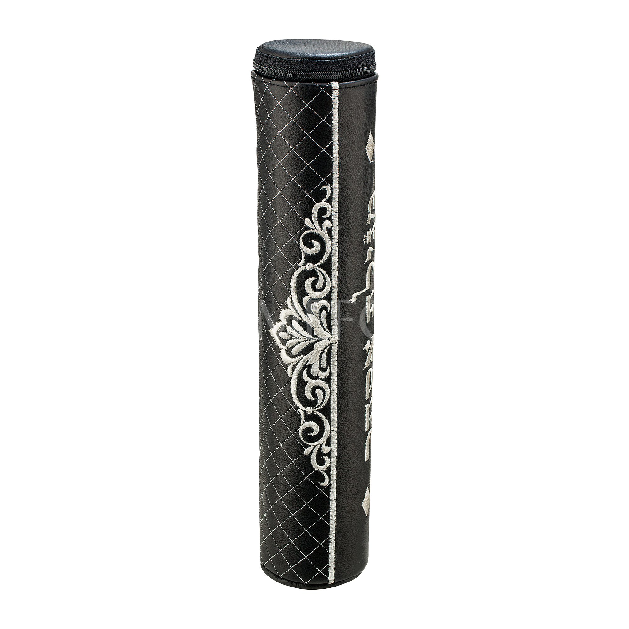 Black Megillah Holder, Silver Side Embroidery - Image 2