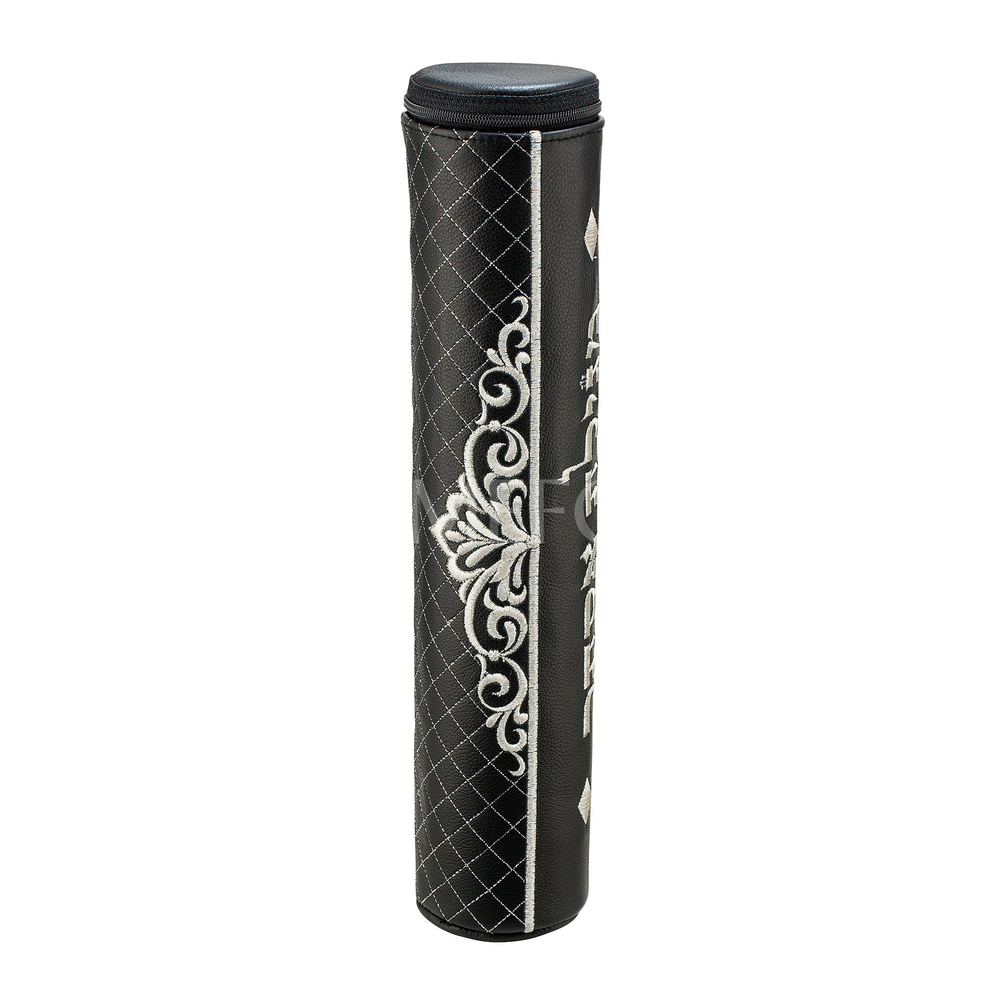 Black Megillah Holder, Silver Side Embroidery - Image 2