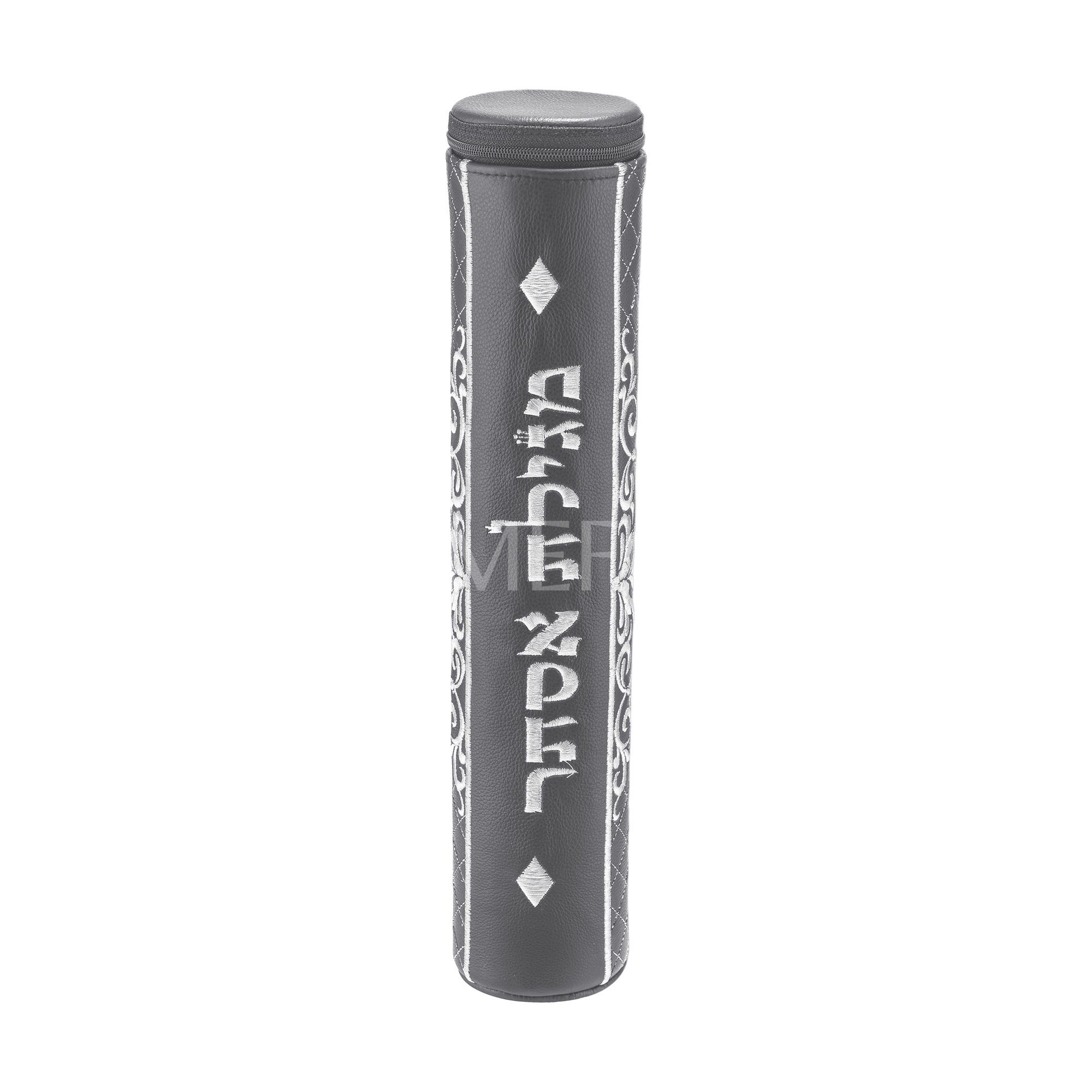 Grey Megillah Holder, Silver Side Embroidery - Megillah Cases