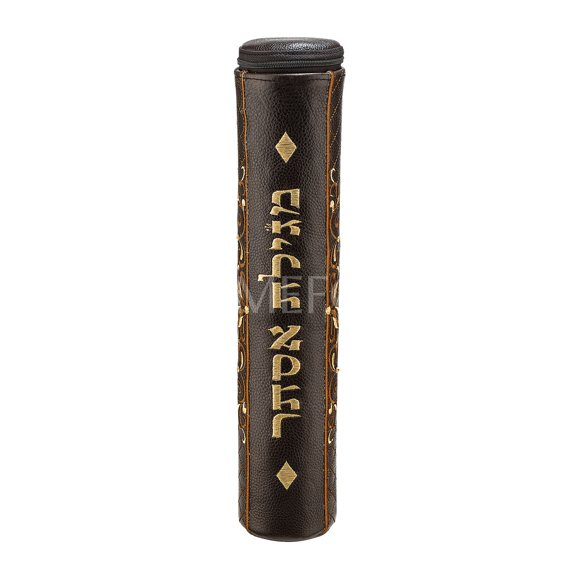 Brown Megillah Holder, Gold Side Embroidery - Megillah Cases