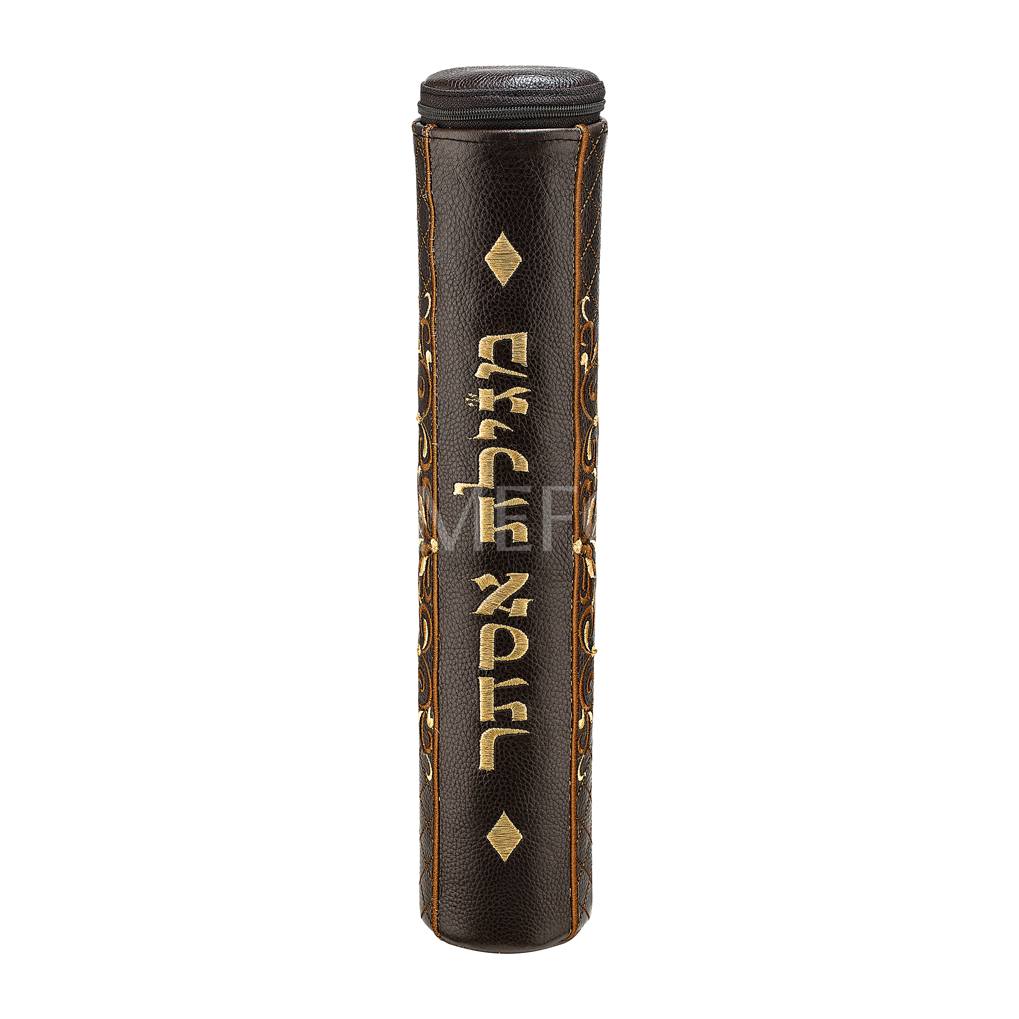 Brown Megillah Holder, Gold Side Embroidery - Megillah Cases