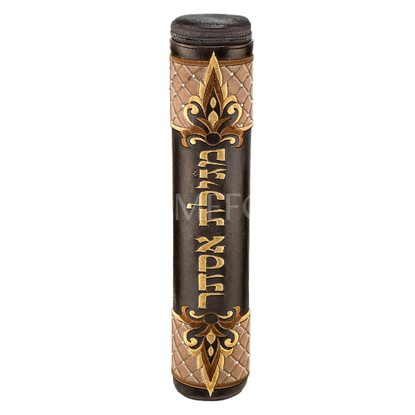 Brown Megillah Holder, Brown Quilted Velvet and Gold embroidery - Megillah Cases