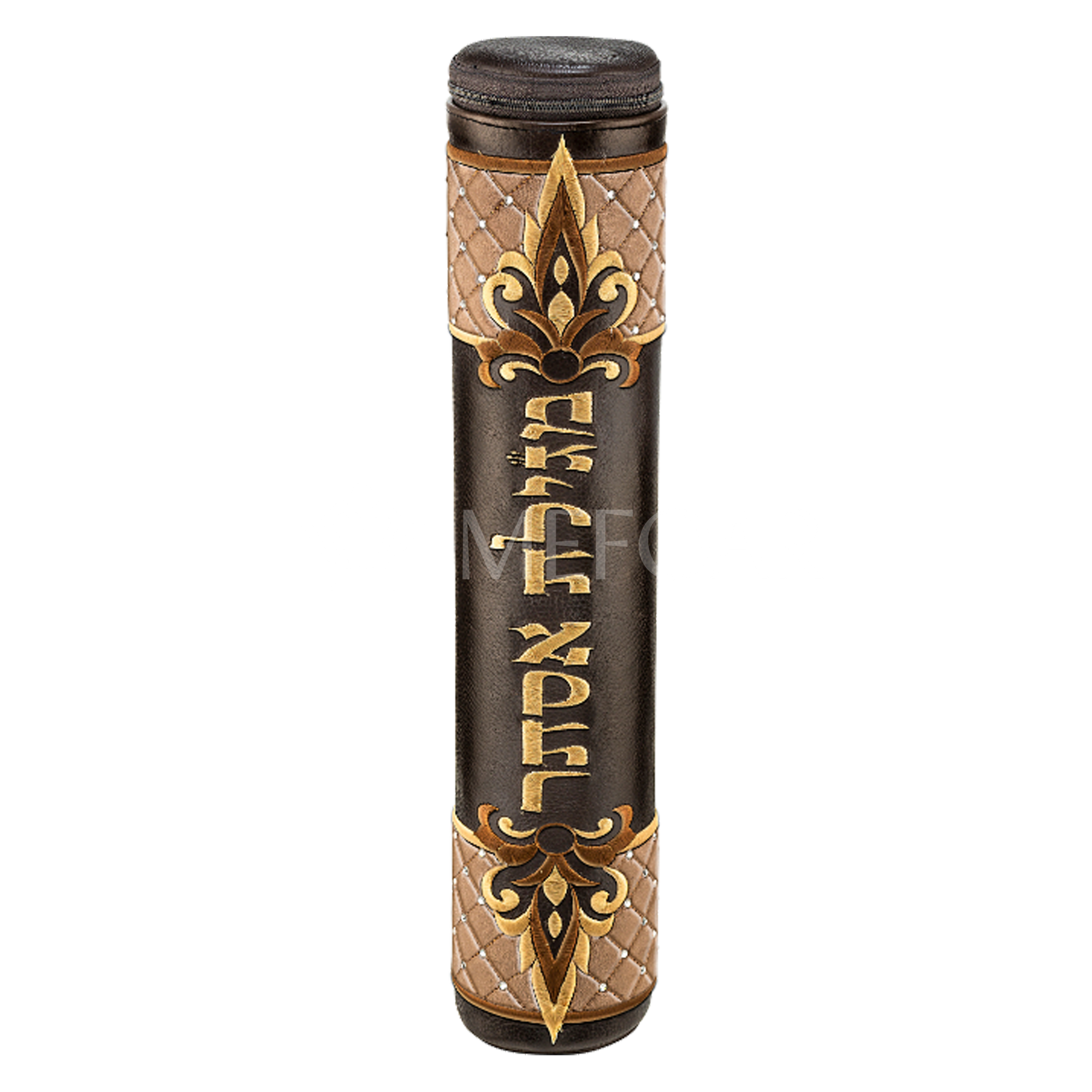 Brown Megillah Holder, Brown Quilted Velvet and Gold embroidery - Megillah Cases