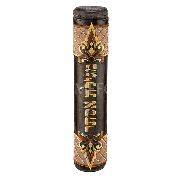 Brown Megillah Holder, Brown Quilted Velvet and Gold embroidery - Megillah Cases