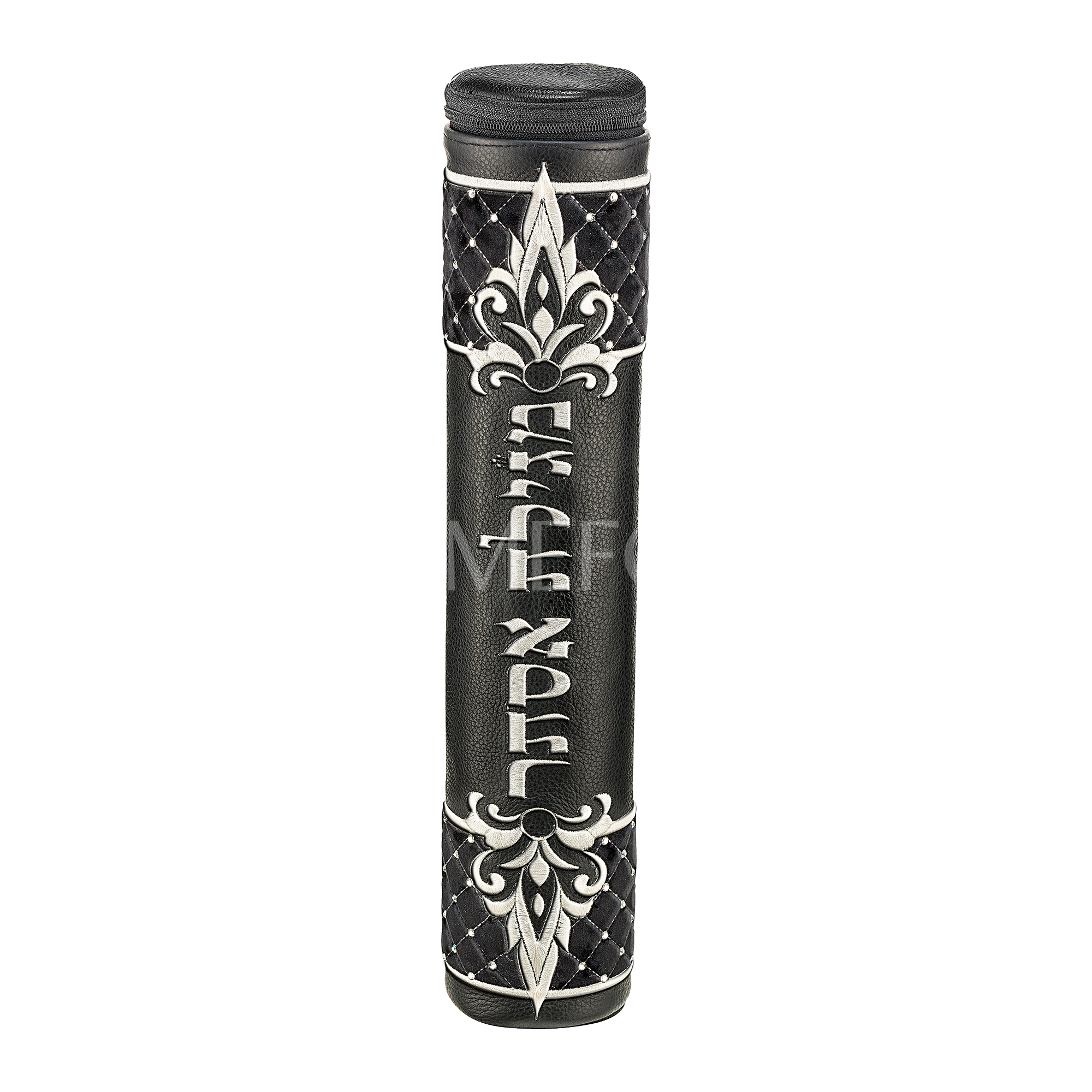 Black Megillah Holder, Black Quilted Velvet and Silver Embroidery - Megillah Cases