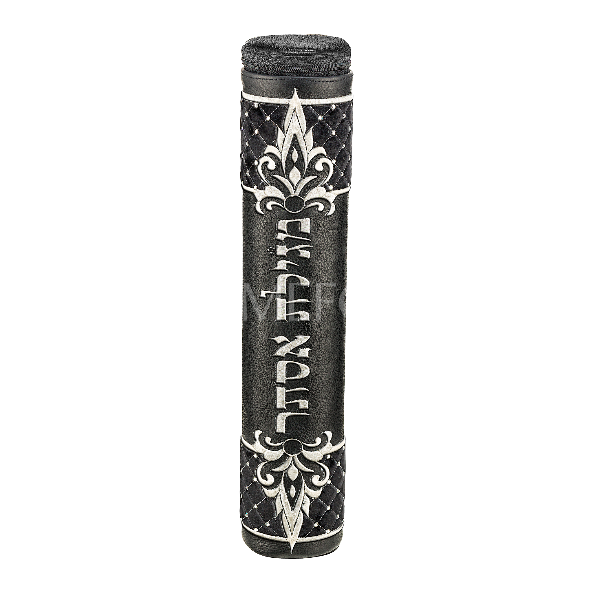 Black Megillah Holder, Black Quilted Velvet and Silver Embroidery - Megillah Cases