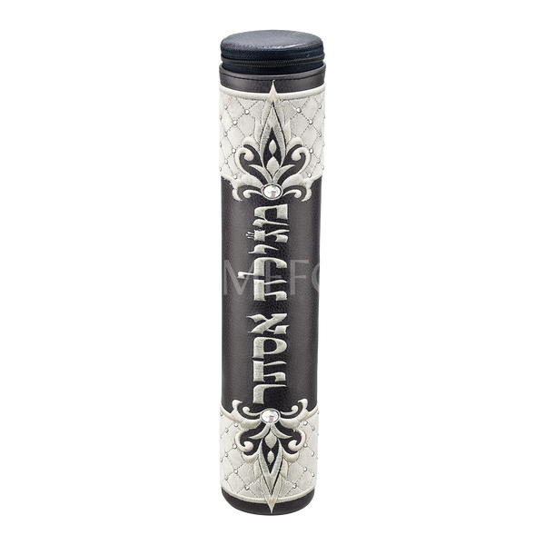 Grey Megillah Holder, Grey Quilted Velvet and Silver embroidery - Megillah Cases