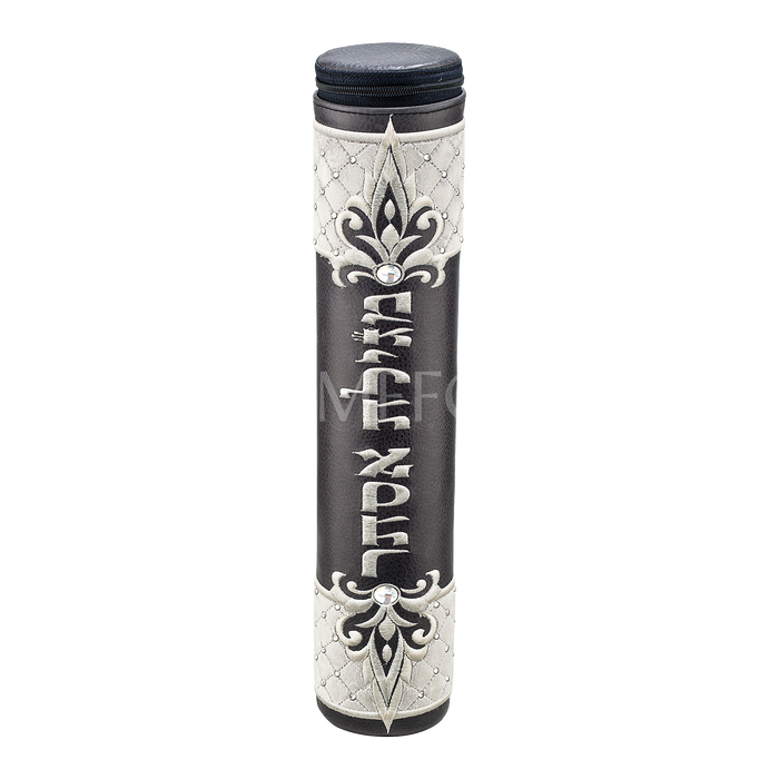 Grey Megillah Holder, Grey Quilted Velvet and Silver embroidery - Megillah Cases