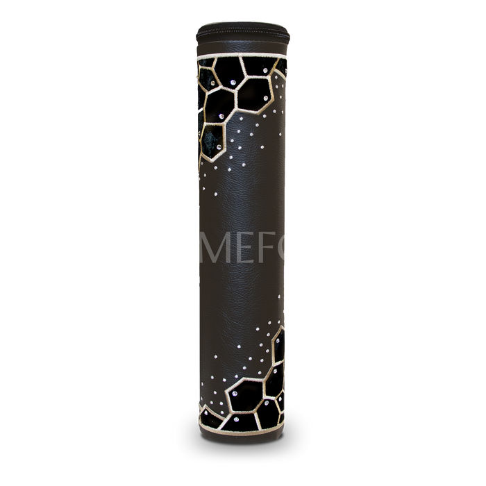 Black Megillah Holder, with Black Velvet and Gold Embroidery - Megillah Cases