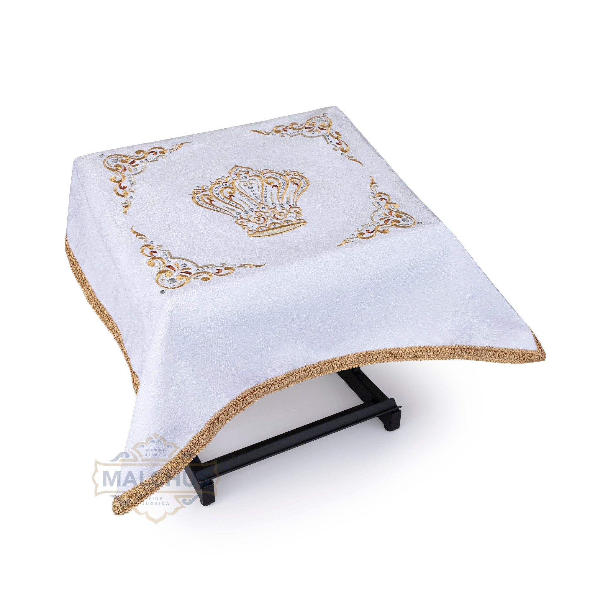Malchut Shtender Cover - White Antique Velvet - Judaica Accessories
