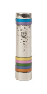 Emanuel Hammered Mezuzah Case w/ Rings--Multiolor (EM-MZJ1)