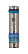 Emanuel Hammered Mezuzah Case w/ Rings--Blue (EM-MZJ2)
