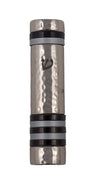 Emanuel Hammered Mezuzah Case w/ Rings--Black (EM-MZJ5)