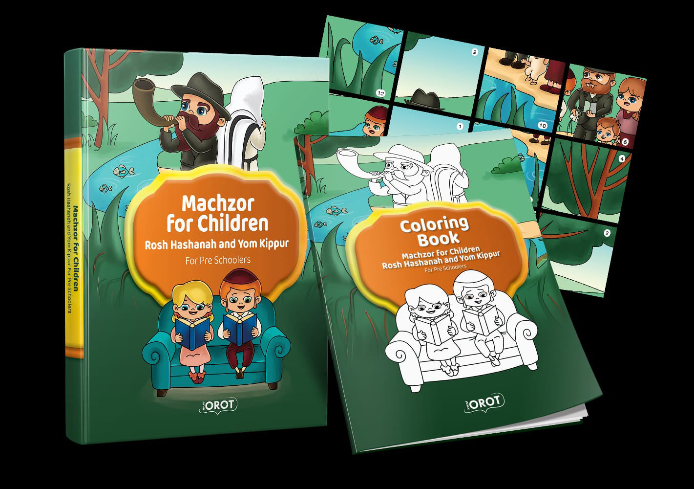 Machzor for Children set — the coloring book and sticker puzzle that come with the board book machzor