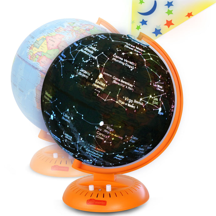 Little Experimenter 3-in-1 Light-Up Globe for Kids - 8" Star Map — illuminated world