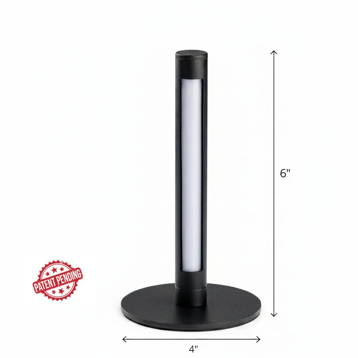 Shabbostick Mini in black with dimensions: 6 inches tall, 4 inch base