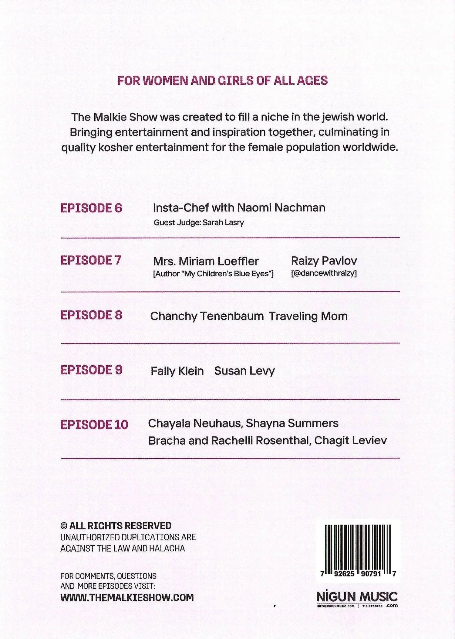 The Malkie Show Season 1 Volume 2 [For Women & Girls Only]