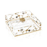 Ornate Garden Napkin Holder — Acrylic — clear lucite holder on gold base with flower clasp | Judaica Square Lakewood