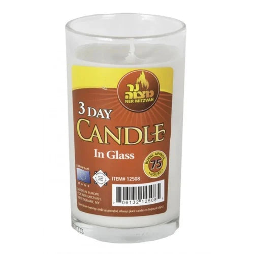Three-day memorial candle in a glass container