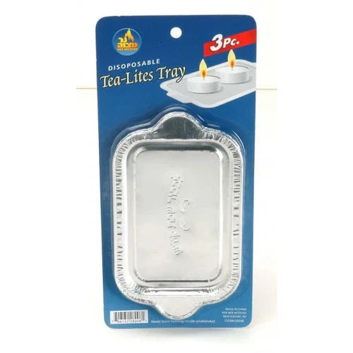 Pack of three silver-colored tealight trays