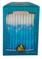 45 Pk. Blue & White Decorated Chanukah Candle