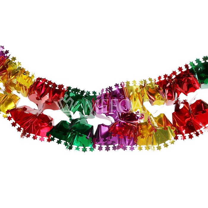 Noy Sukkah, Colorful Chain With Small Star Finish 9" Diameter - Sukkah Decorations