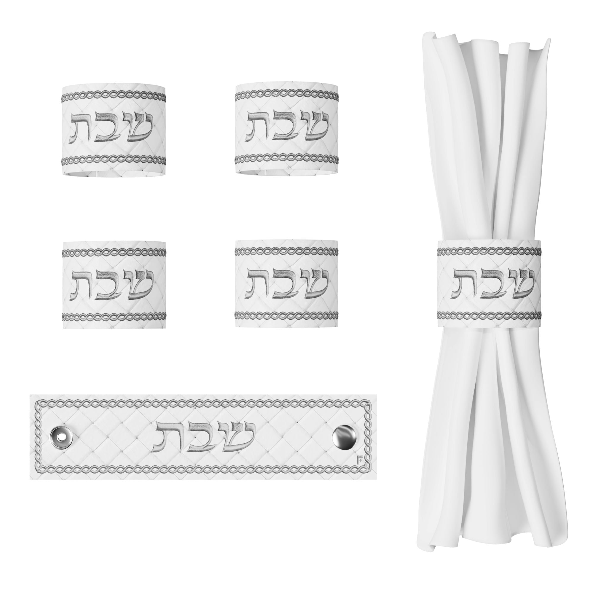 Woven Leather Shabbos Napkin Rings — Leatherite — Leatherite Feldart Judaica | Judaica Square Lakewood