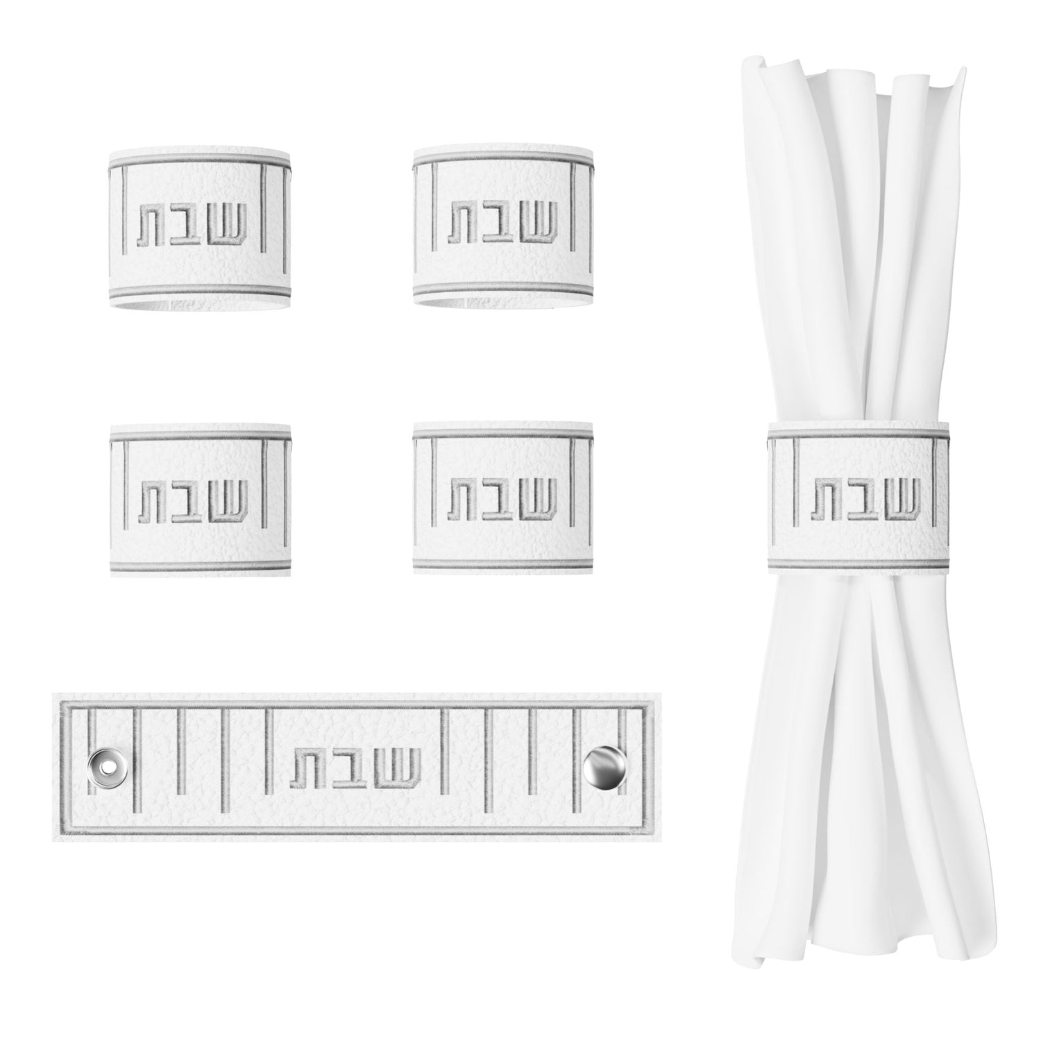 Linear Leather Shabbos Napkin Rings — Leatherite | Judaica Square Lakewood