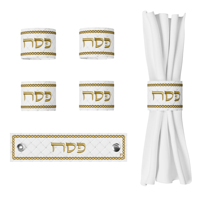 Woven Leather Pesach Napkin Rings — Leatherite | Judaica Square Lakewood