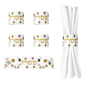 Ornate Garden Pesach Napkin Rings — Each ring: 6.1" x 1.5"