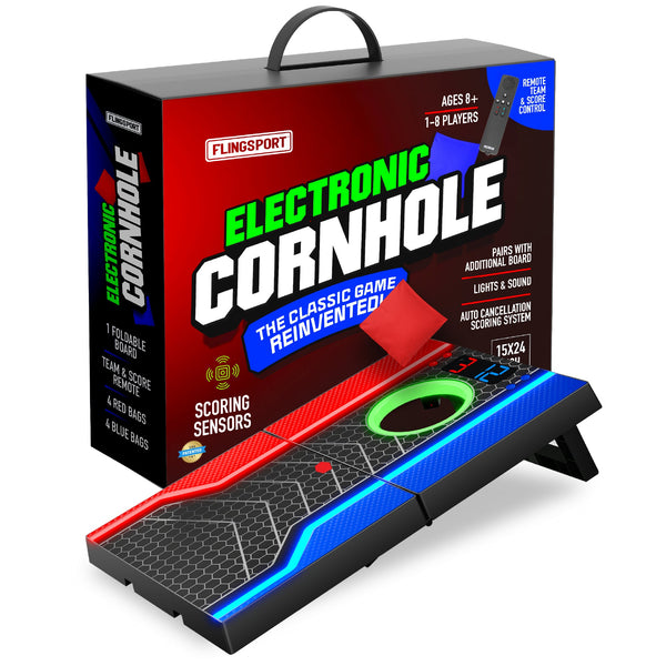 FlingSport Electronic Cornhole Board Set with Remote Scoring — product view | Judaica Square Lakewood