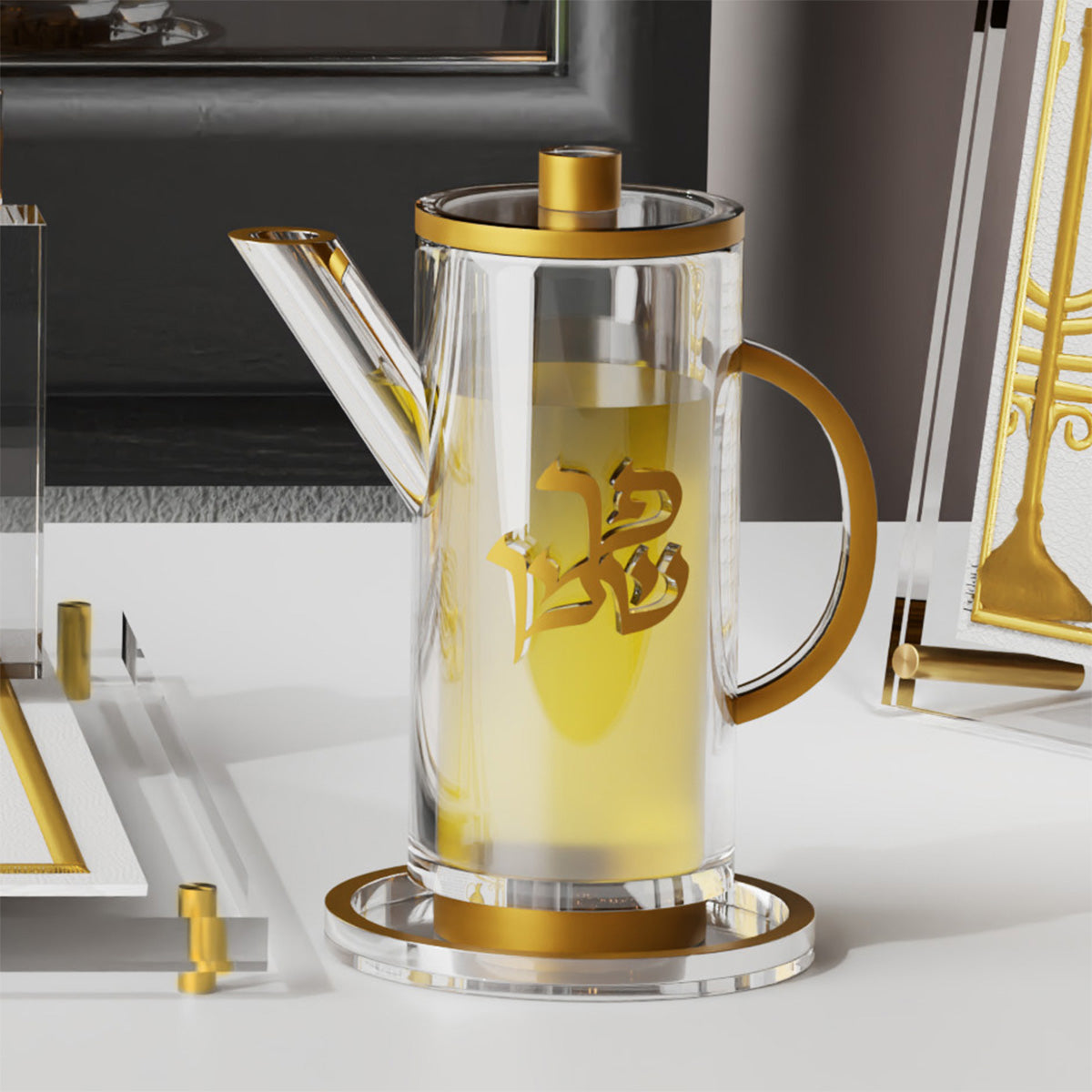 Chanukah Oil Jug — styled in use on a set table