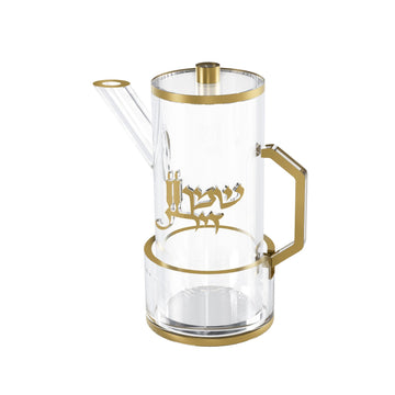 Hadlakos Neiros Oil Jug — Shabbos — Dimensions: 3.3" x 3.3" x 6.5"