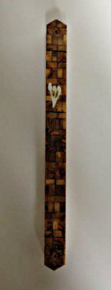 Olive Wood Mezuzah Case- Kotel Print 24cm