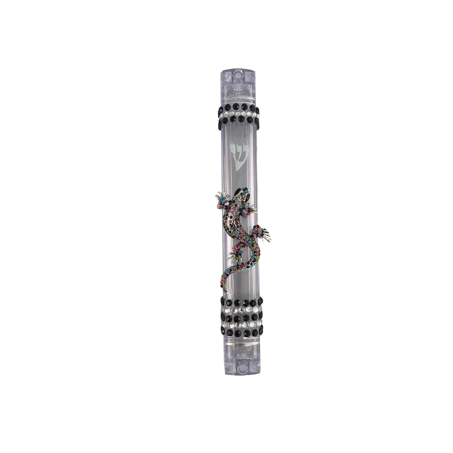 Ocean beach mezuzah case — silver acrylic with sea-themed jewelry, beads and rhinestones | Judaica Square Lakewood (view 7)